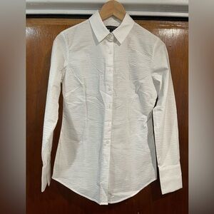 Banana Republic White Textured Button-Up Shirt